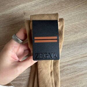 NWT Zegna Oasi Linen Tie Tan